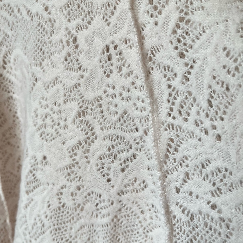 Free People Coffee In The Morning Tunic Crochet Knit Top Chamoix Medium Boho - Picture 9 of 15